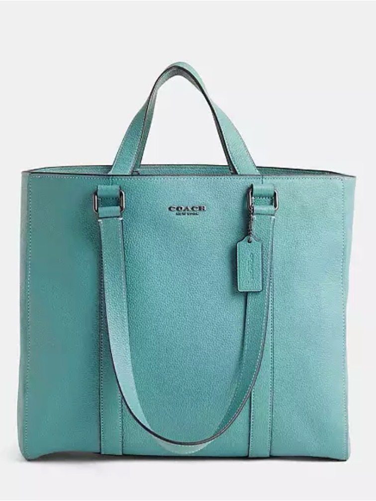 Coach Hudson Double Handle Tote Pebble Leather Cgx22 Teal Blue